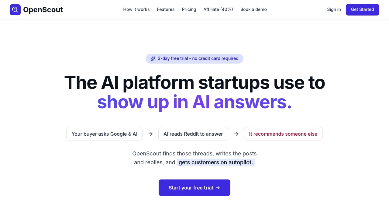 Screenshot of OpenScout website