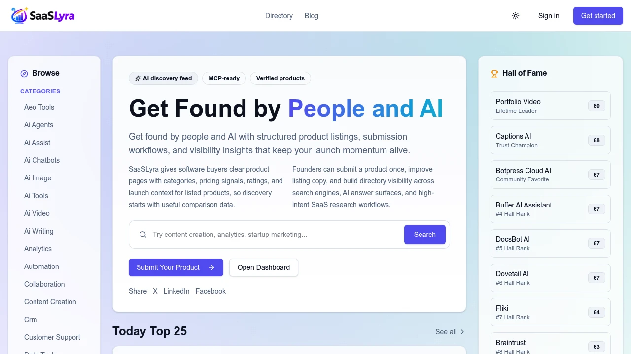 Screenshot of SaaSLyra website