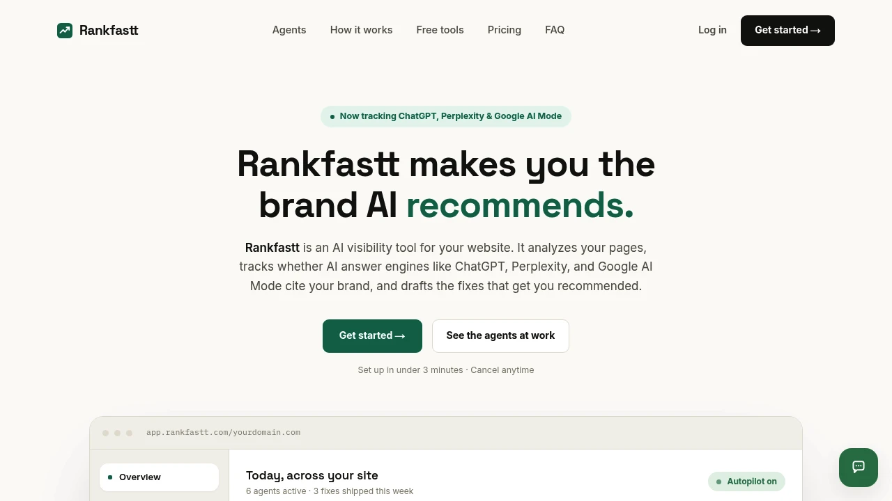Screenshot of Rankfastt website