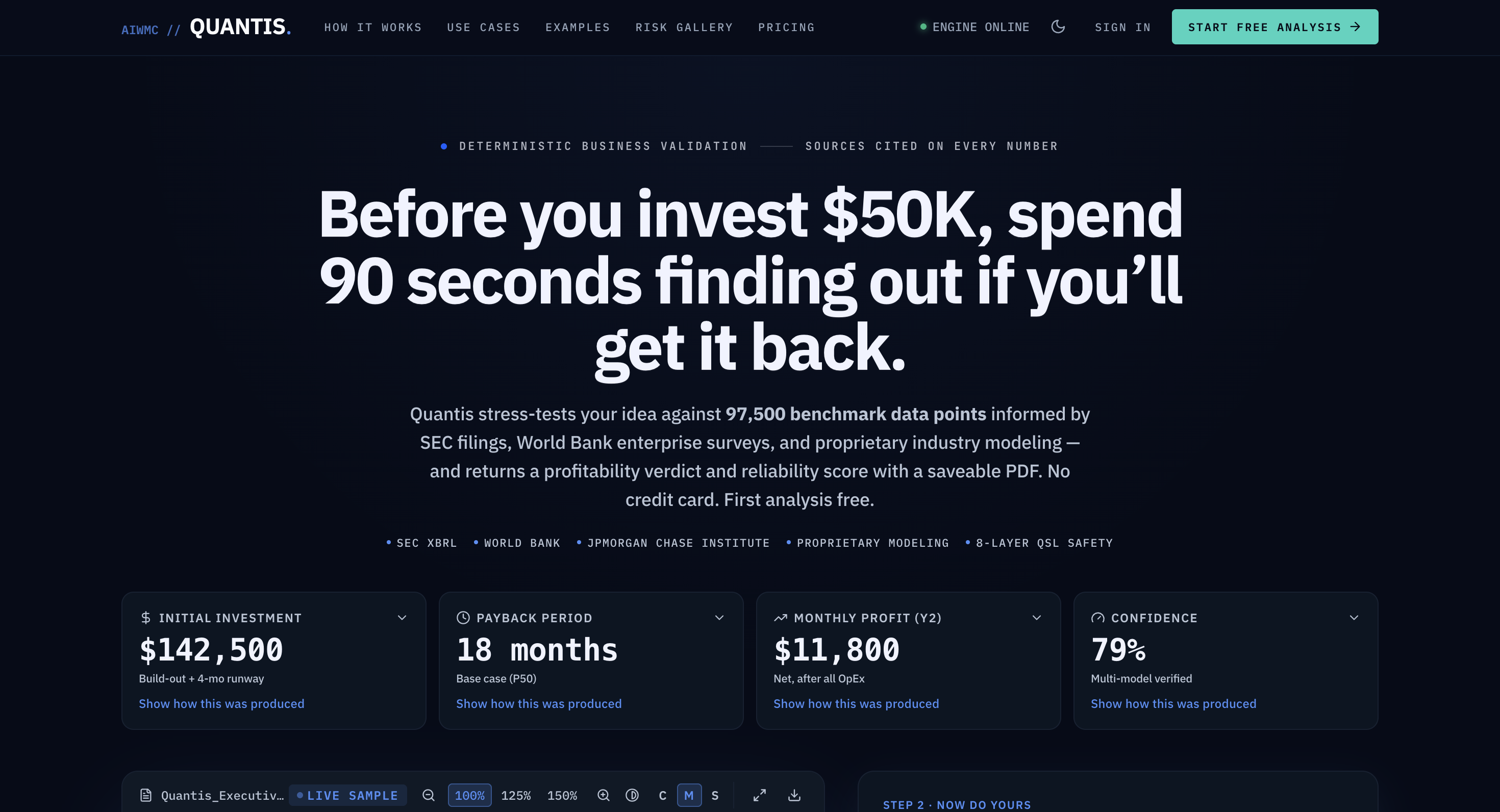 Screenshot of AIWMC Quantis website