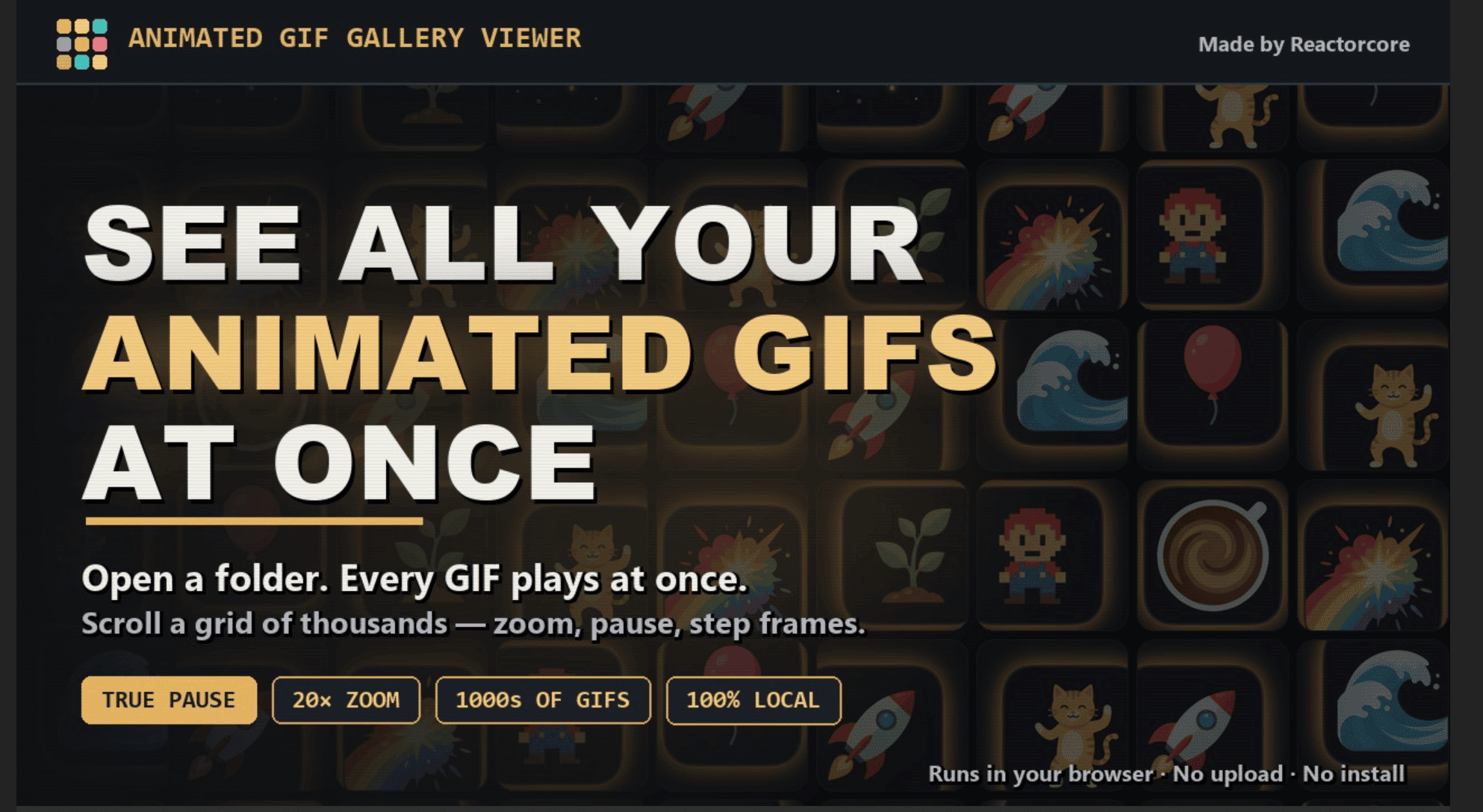 Screenshot of Animated GIF Gallery Viewer website