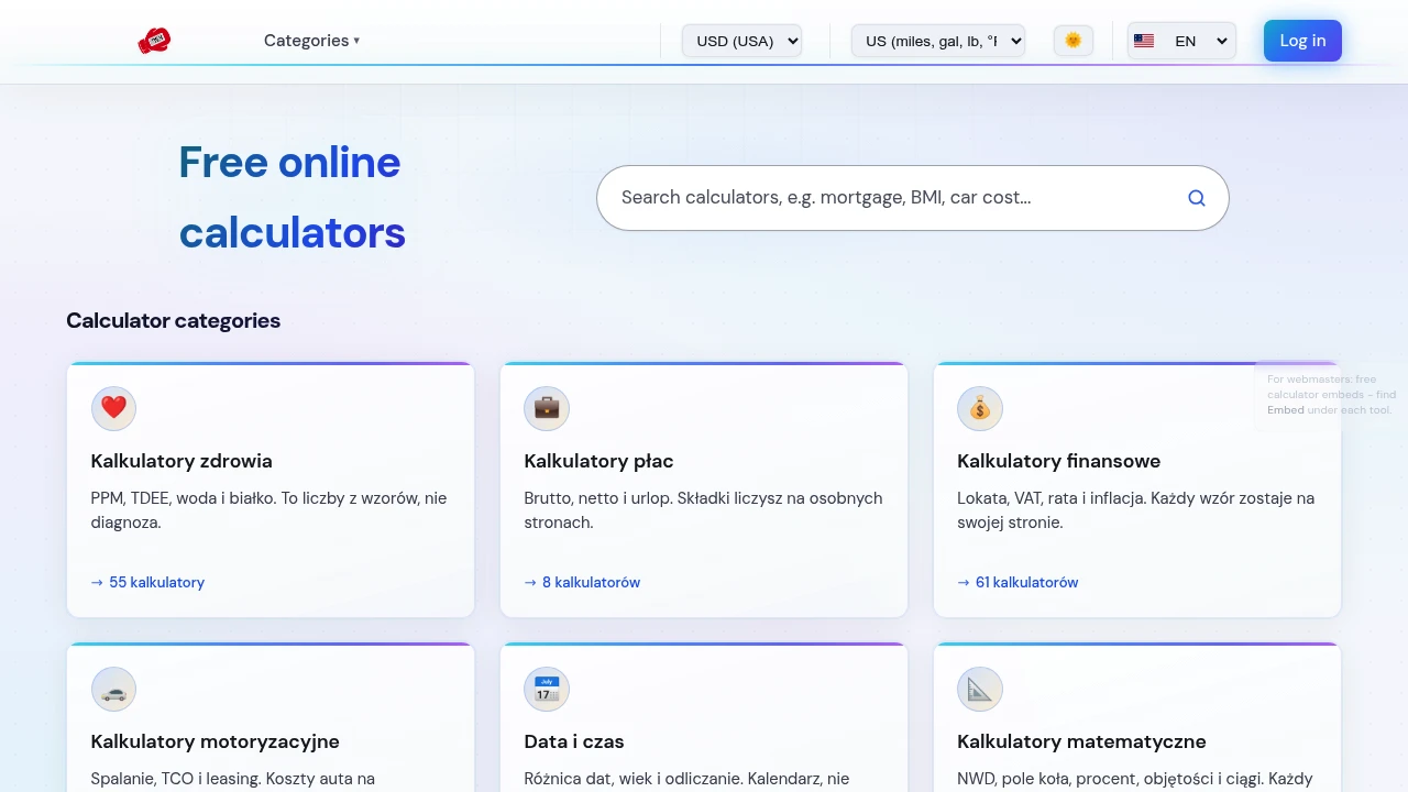 Screenshot of CalcBoxer website
