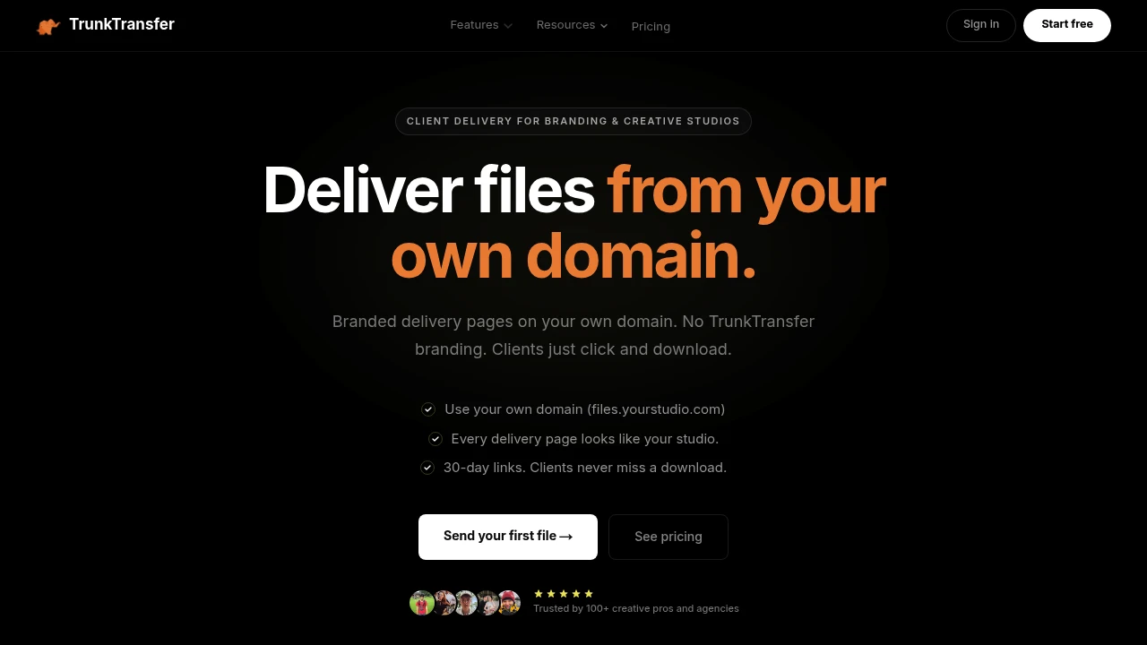 Screenshot of TrunkTransfer website
