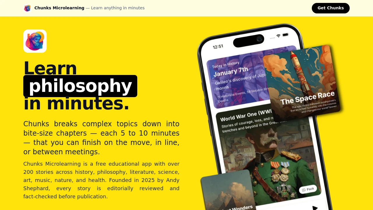 Screenshot of Chunks Microlearning website