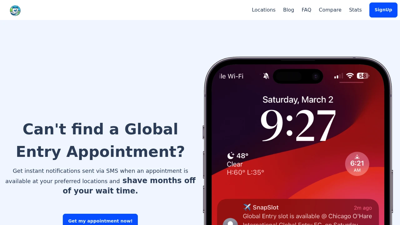Screenshot of Snapslot website