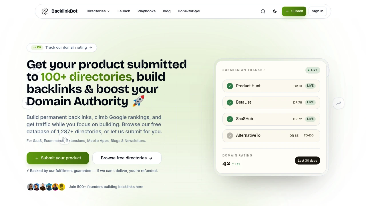 Screenshot of BacklinkBot AI website