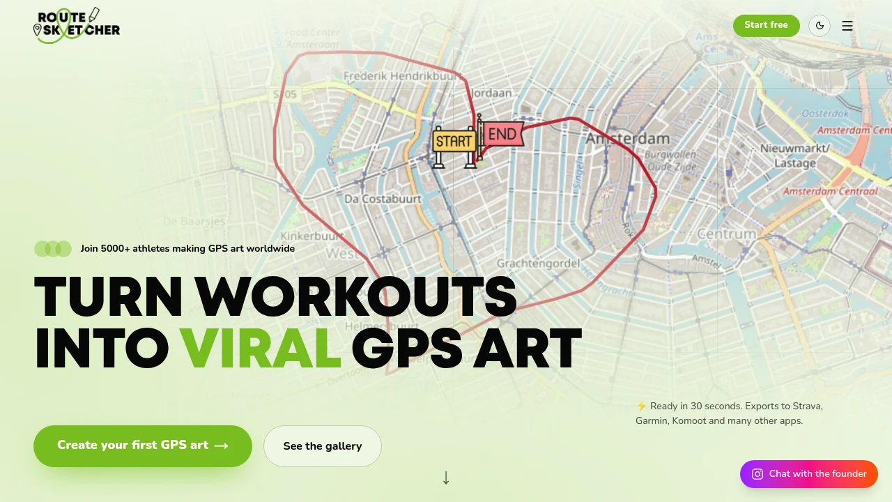 Screenshot of RouteSketcher website