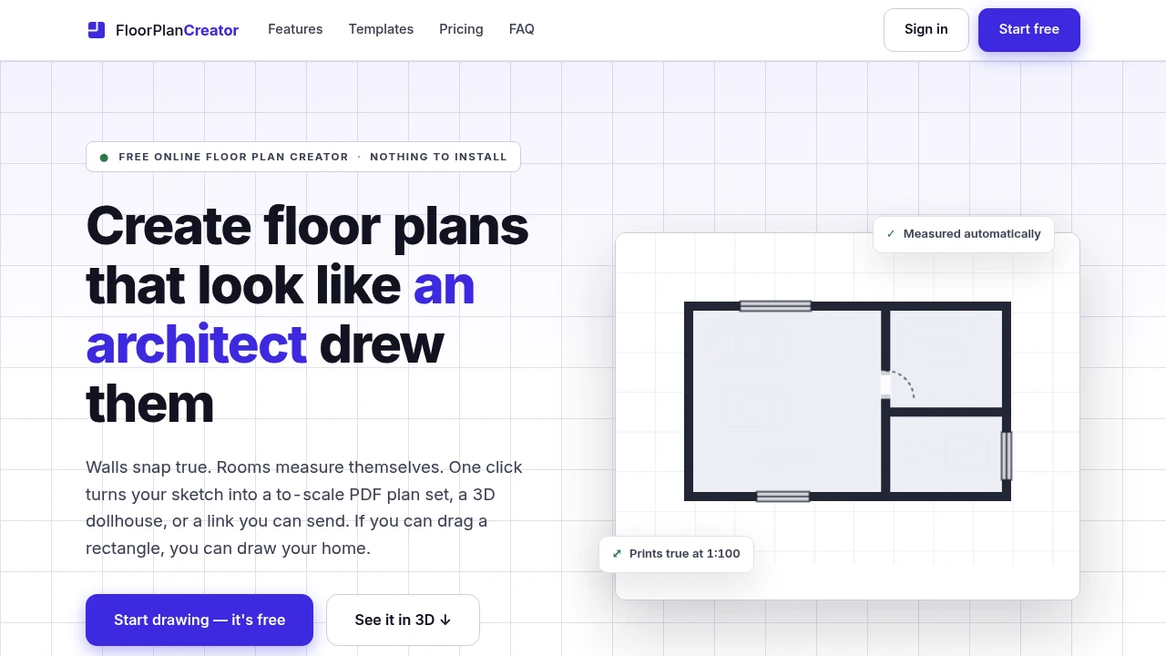 Screenshot of FloorPlanCreator website