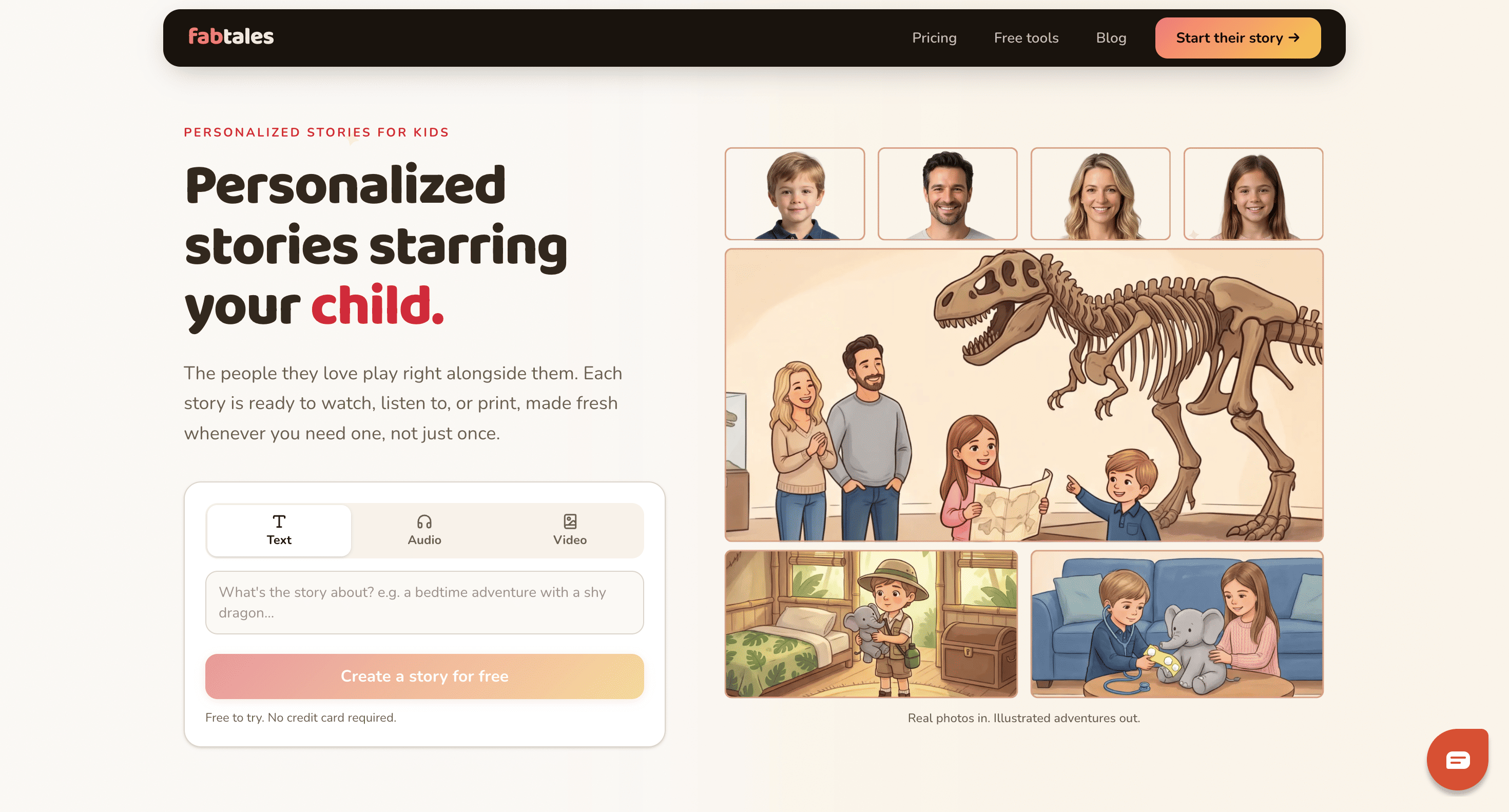 Screenshot of Fabtales website