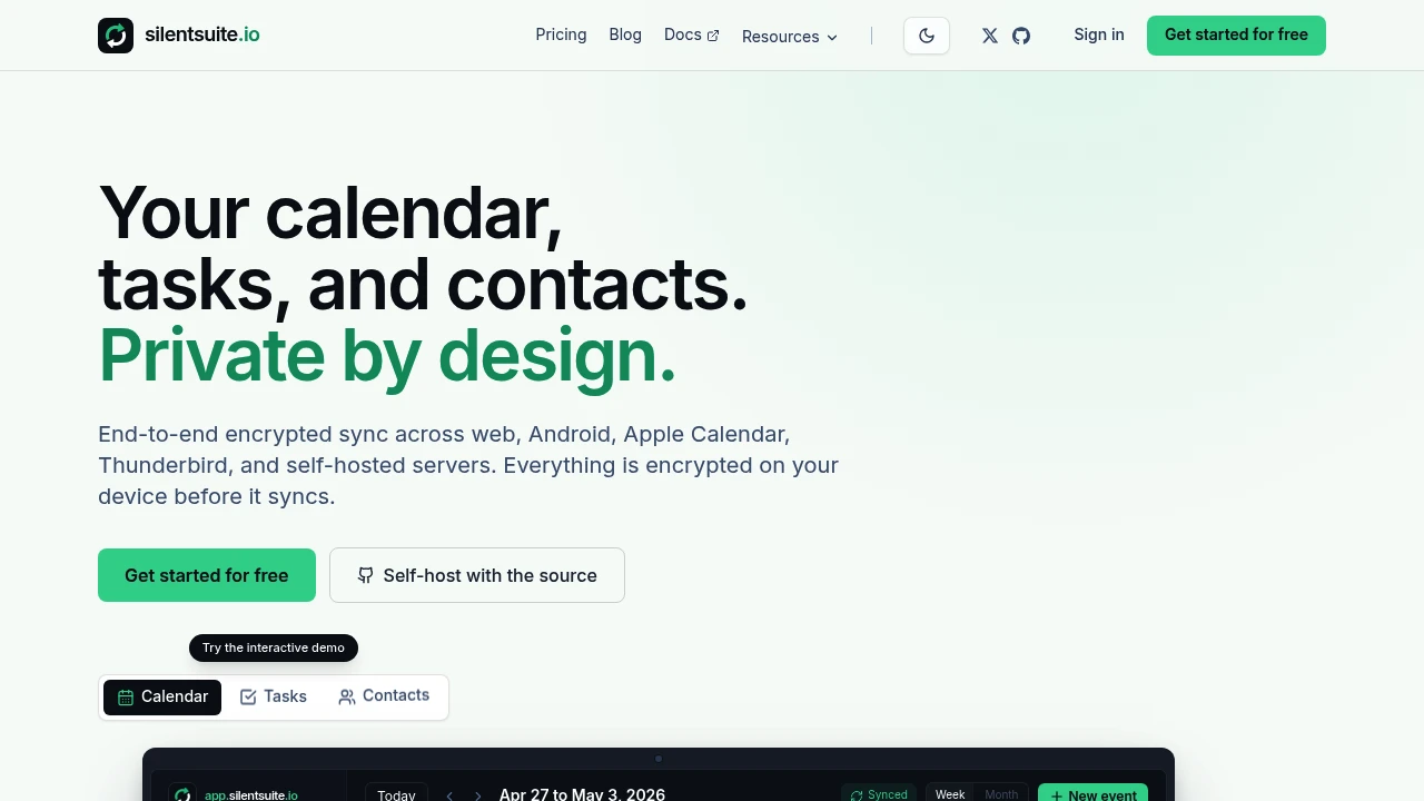 Screenshot of SilentSuite website