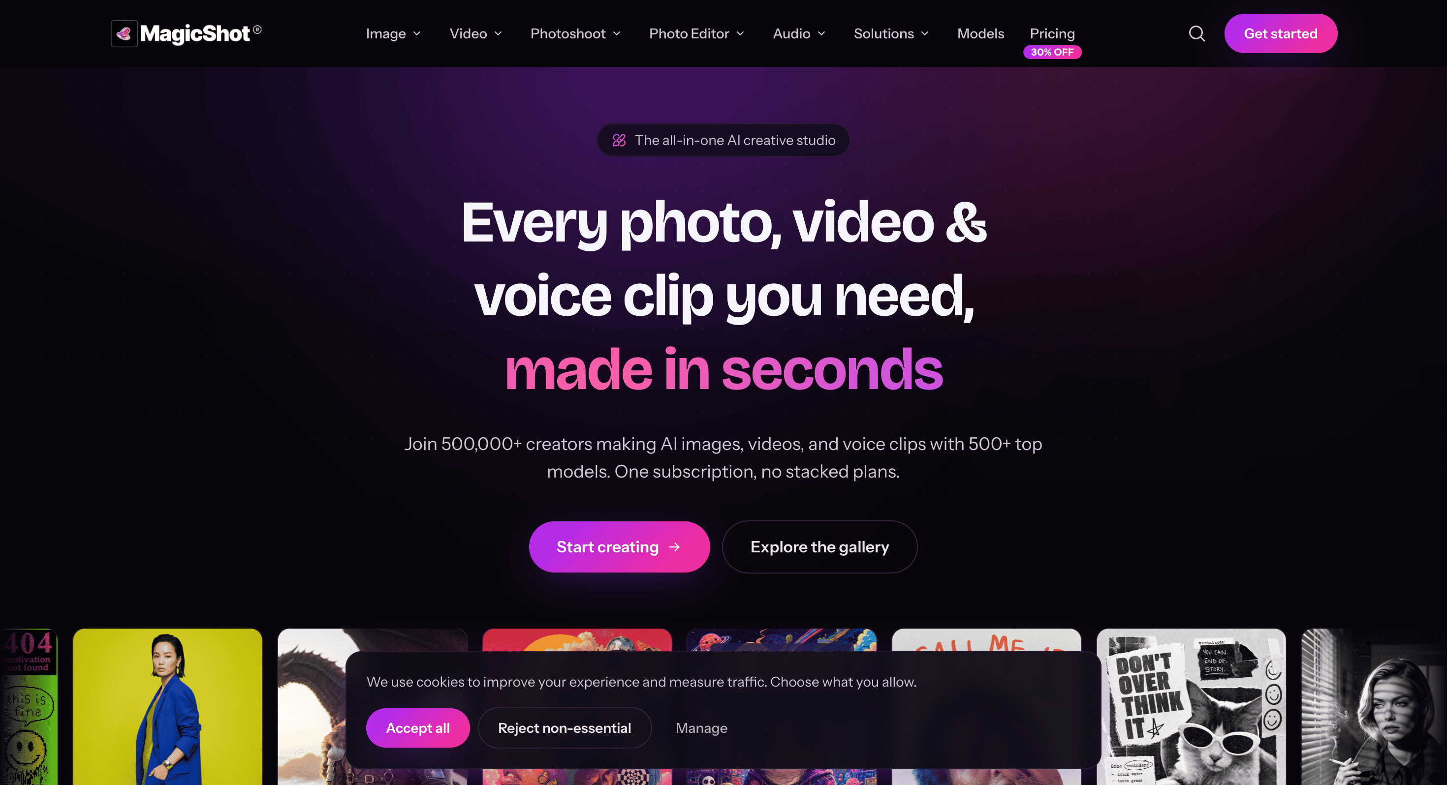 Screenshot of MagicShot website