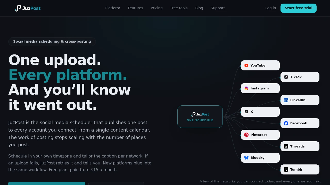 Screenshot of JuzPost website