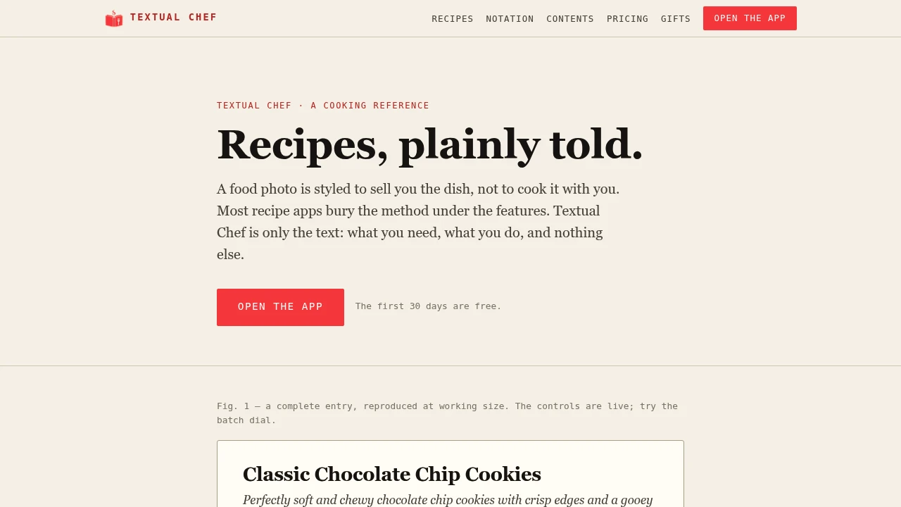 Screenshot of Textual Chef website