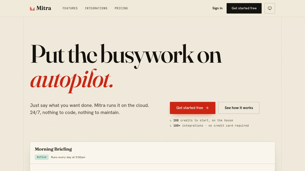 Screenshot of Mitra website