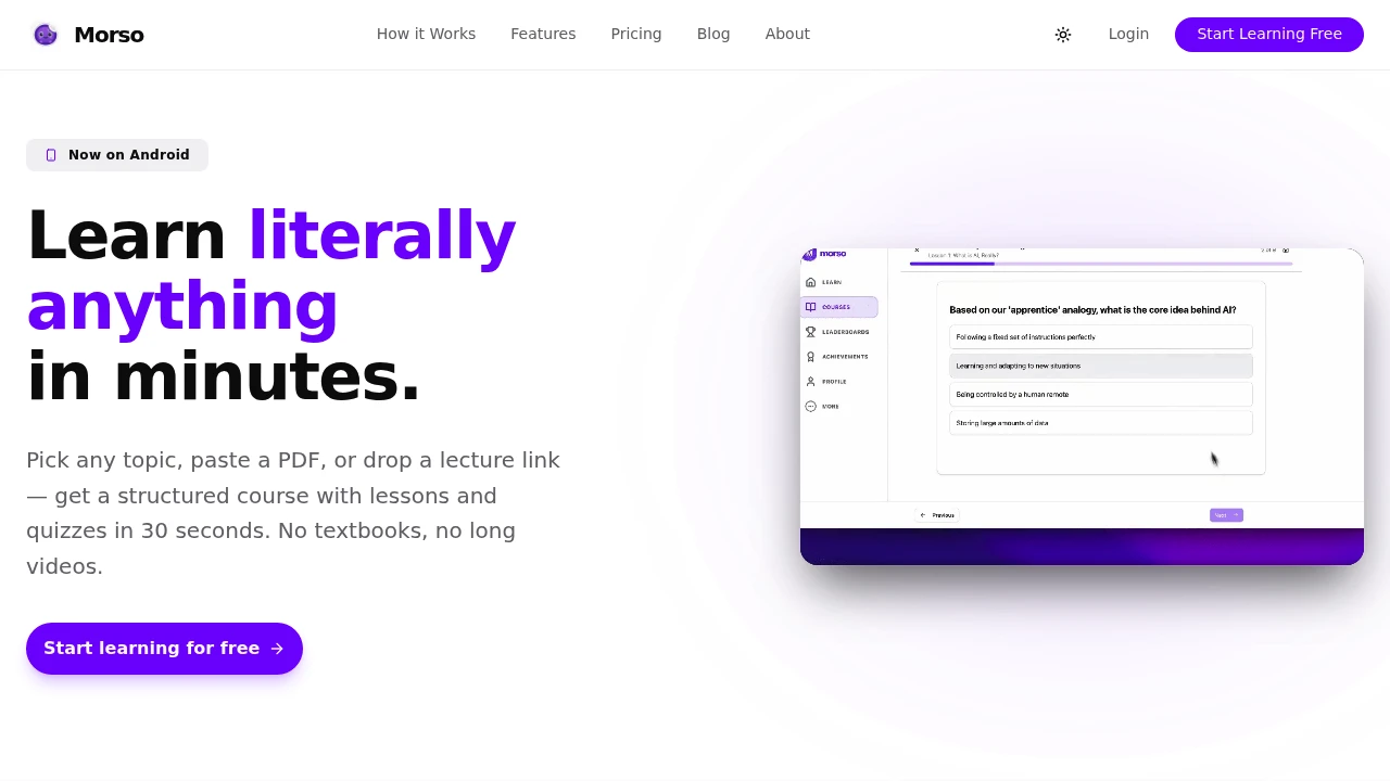 Screenshot of Morso website