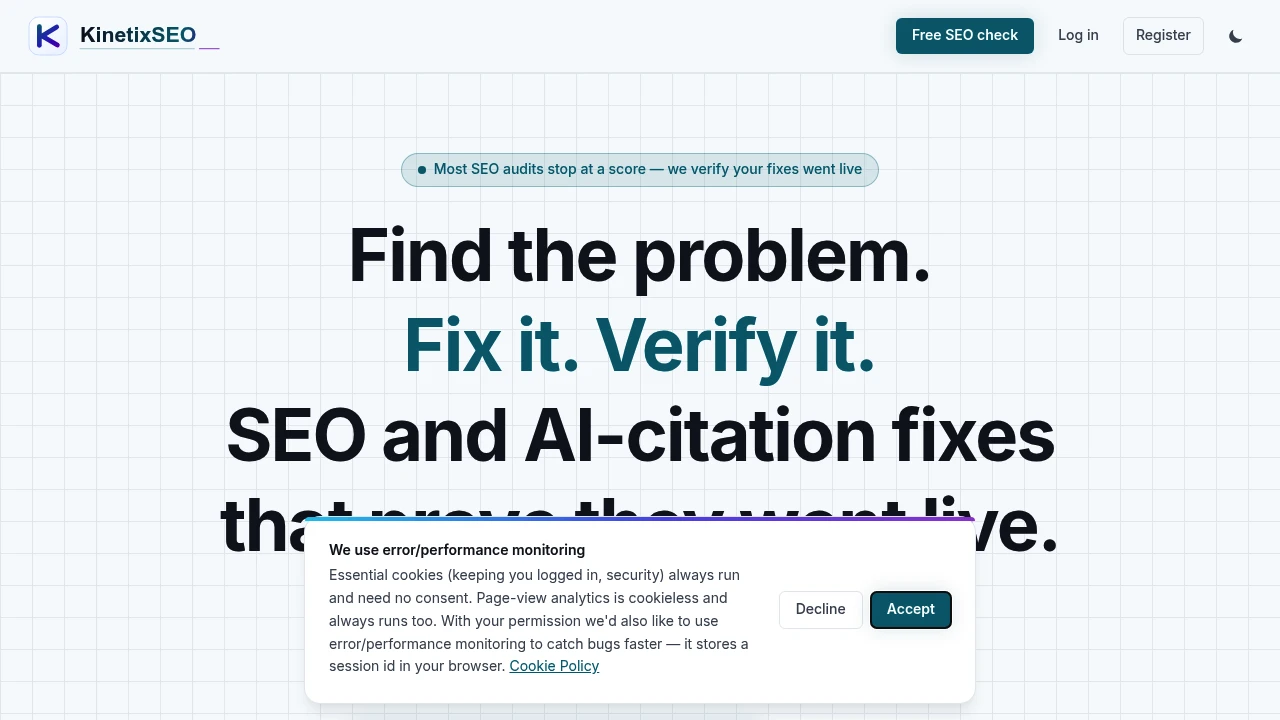 Screenshot of KinetixSEO website