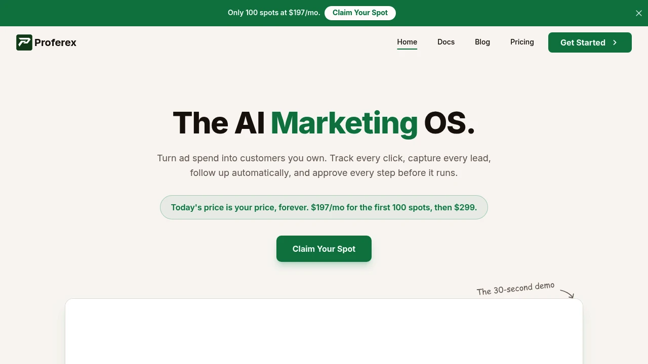 Screenshot of Proferex website