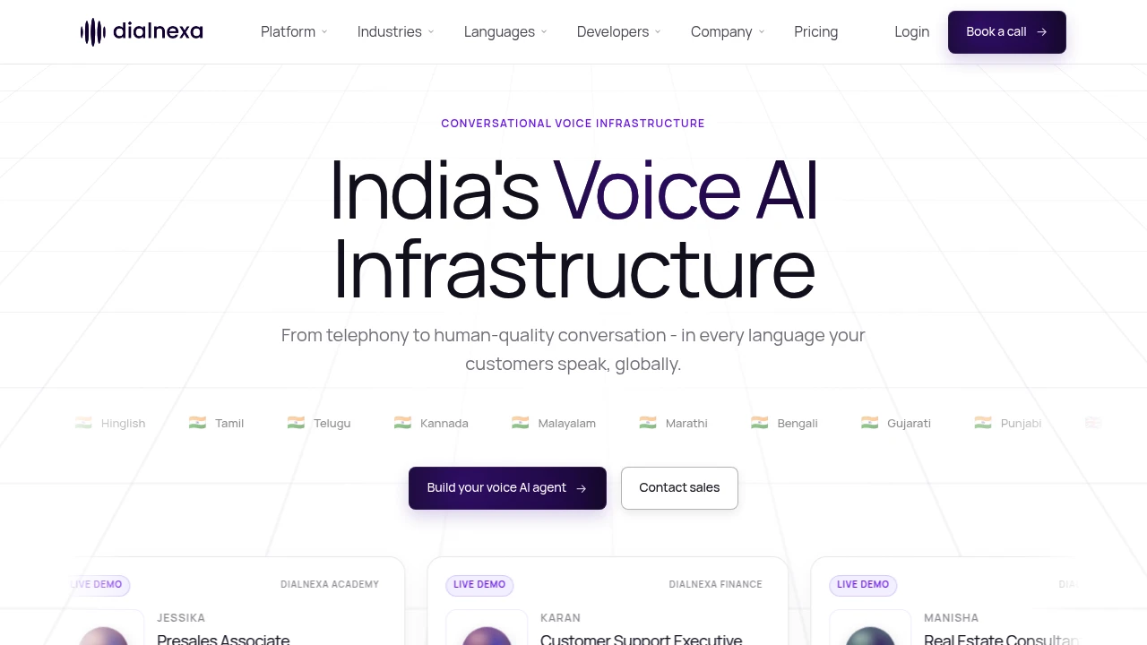 Screenshot of DialNexa website