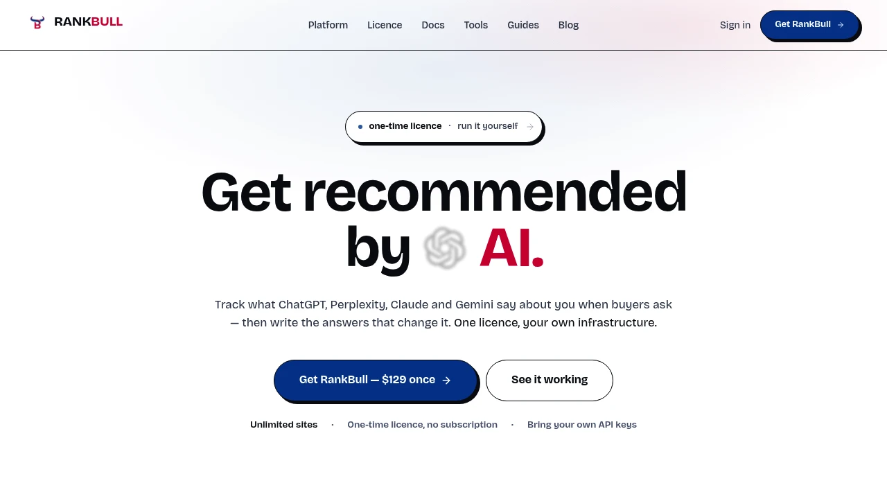 Screenshot of Rankbull website