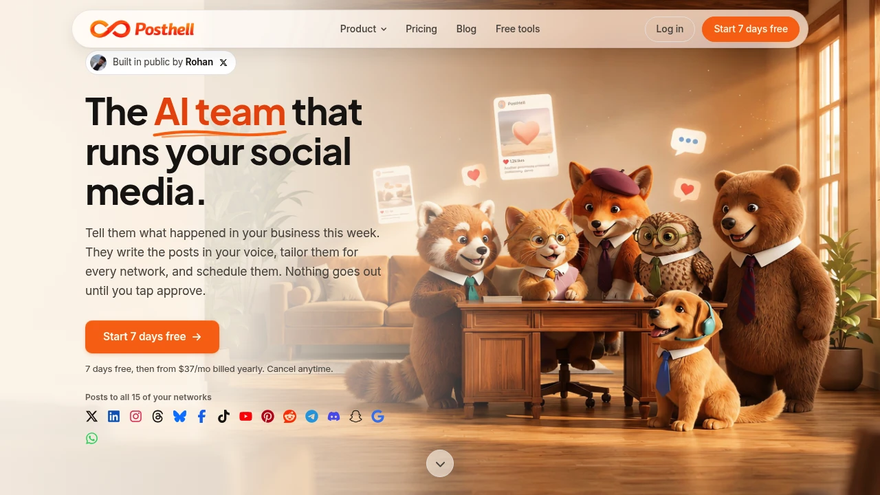 Screenshot of Posthell website