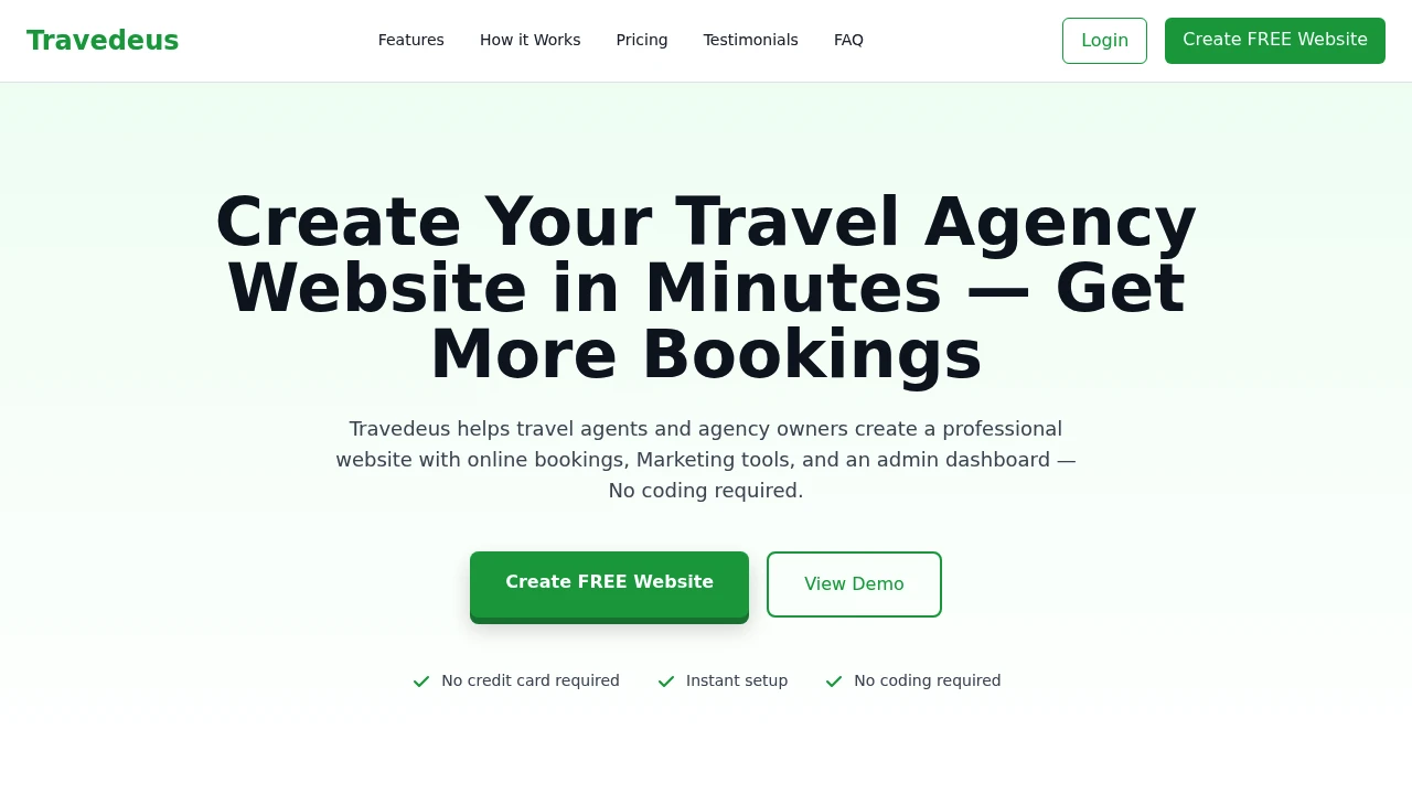 Screenshot of Travedeus website