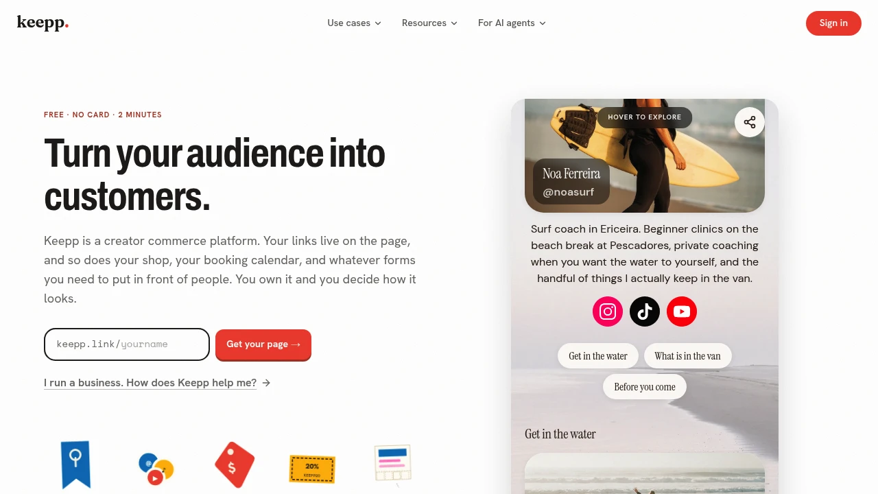 Screenshot of Keepp.Link website