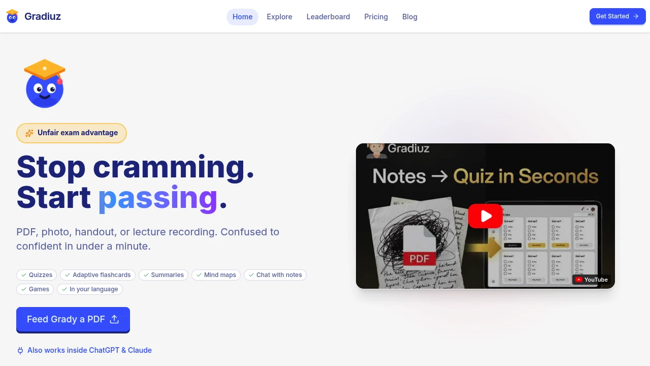 Screenshot of Gradiuz website