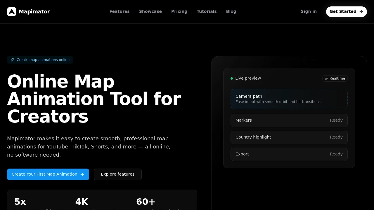 Screenshot of Mapimator website