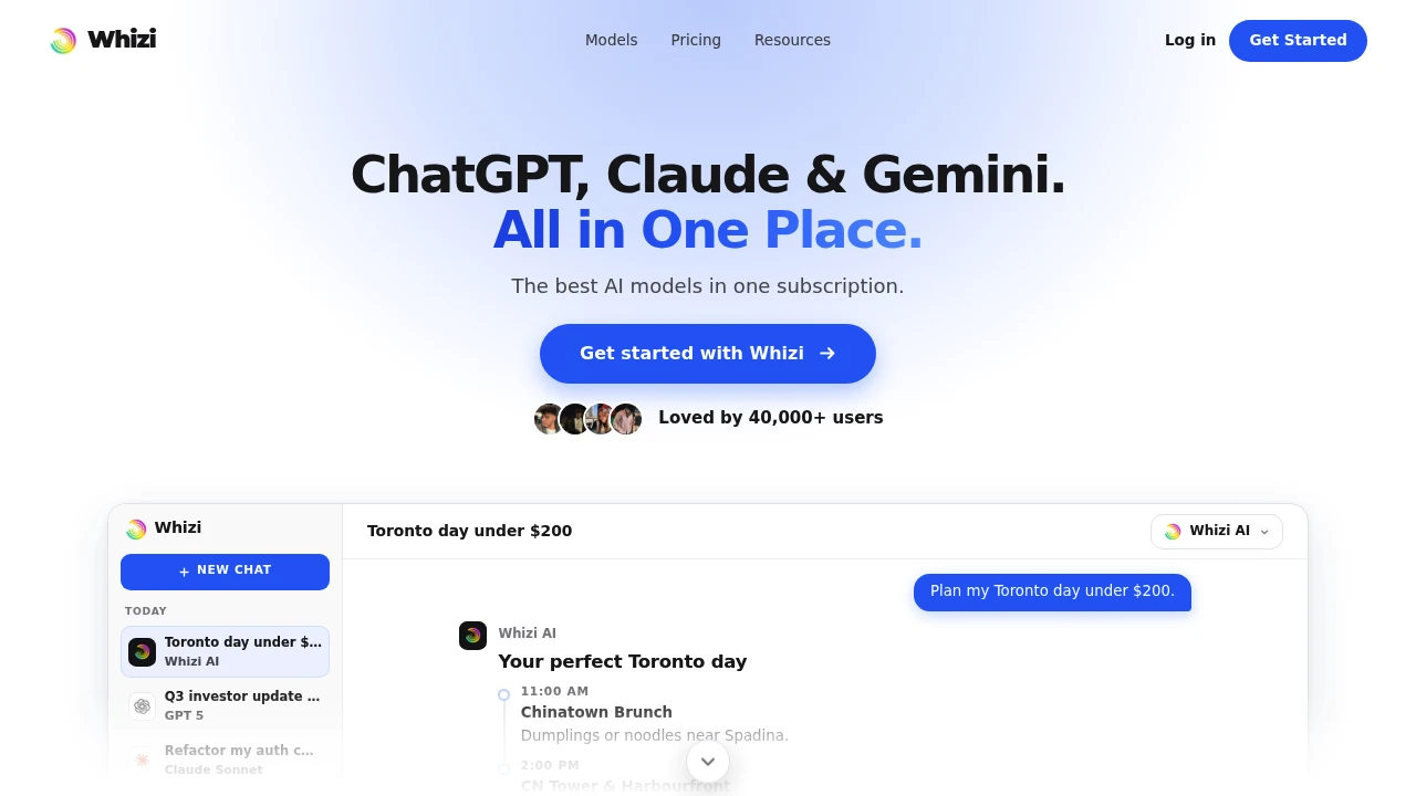 Screenshot of Whizi website