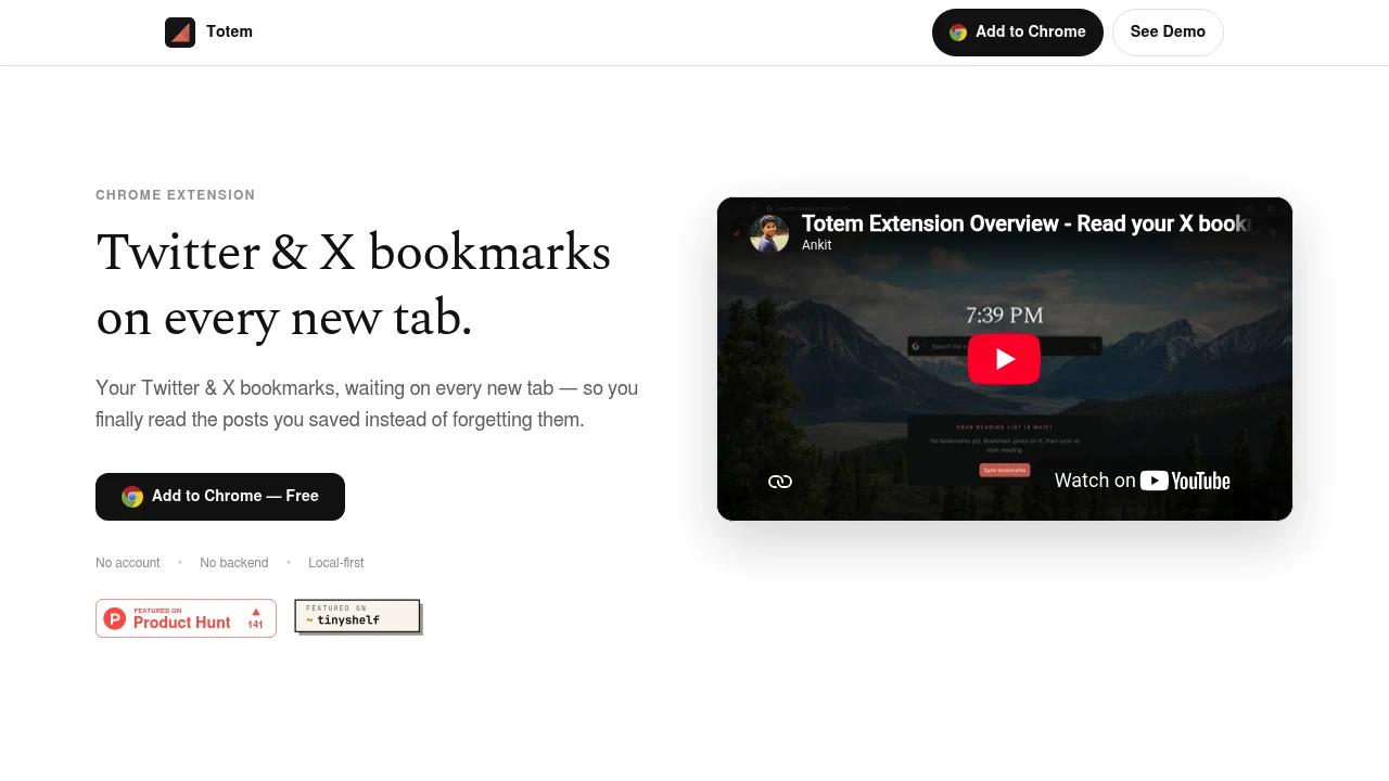 Screenshot of Totem website