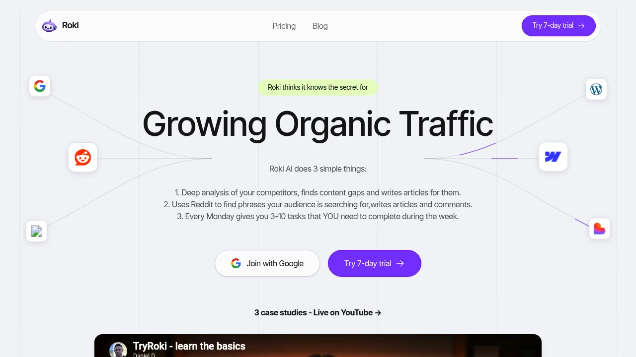 Screenshot of TryRoki website