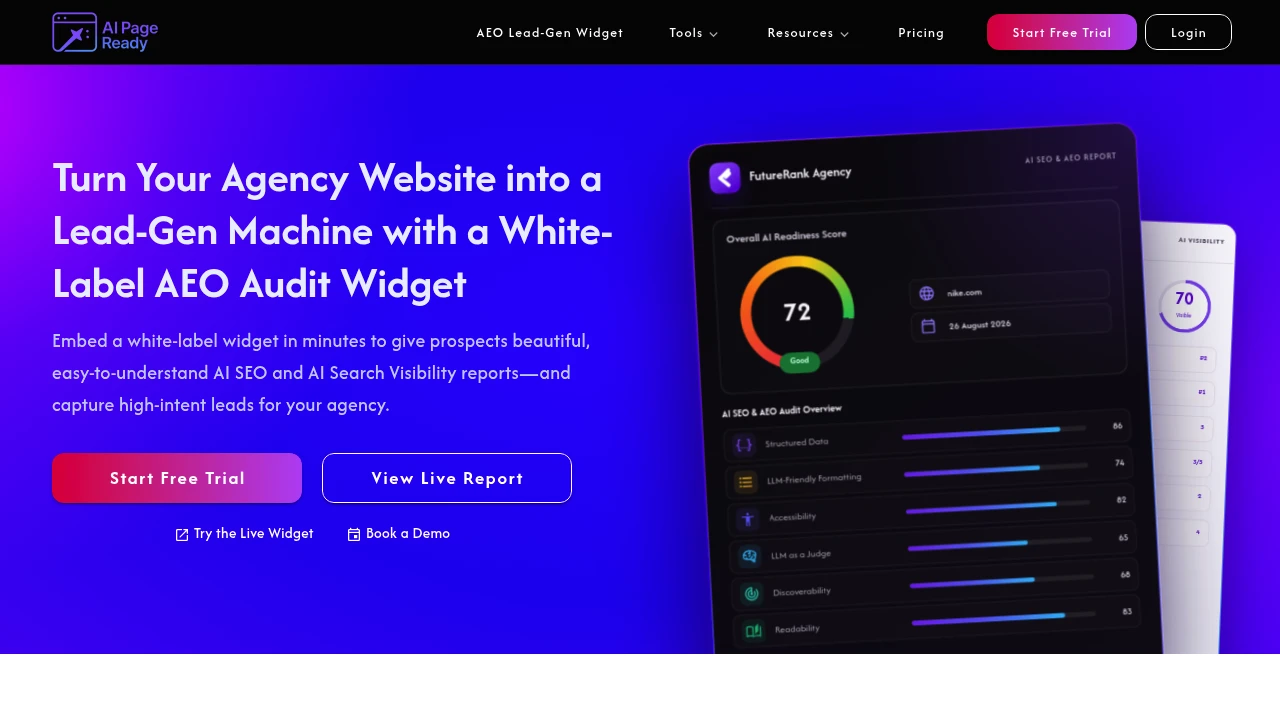Screenshot of AI Page Ready website