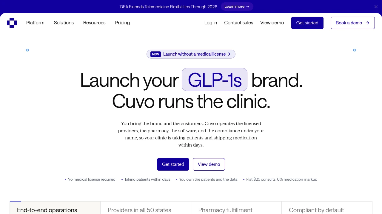 Screenshot of Cuvo Health website