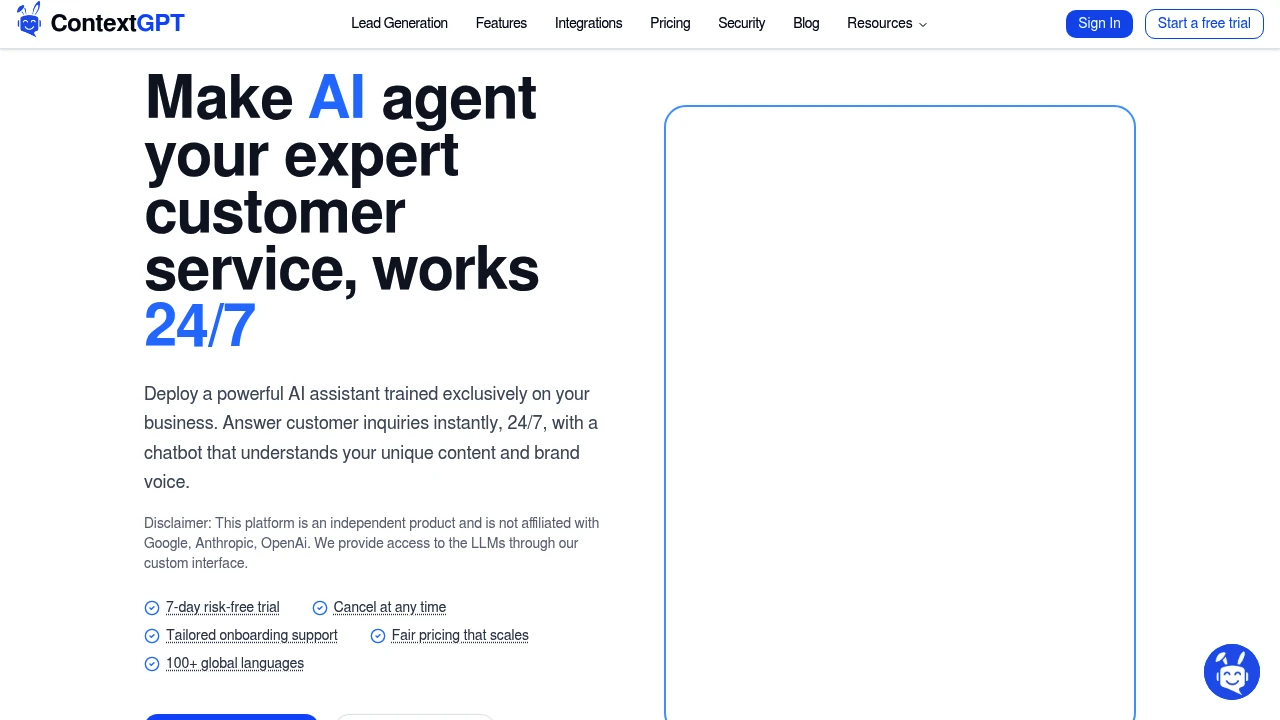 Screenshot of ContextGPT website