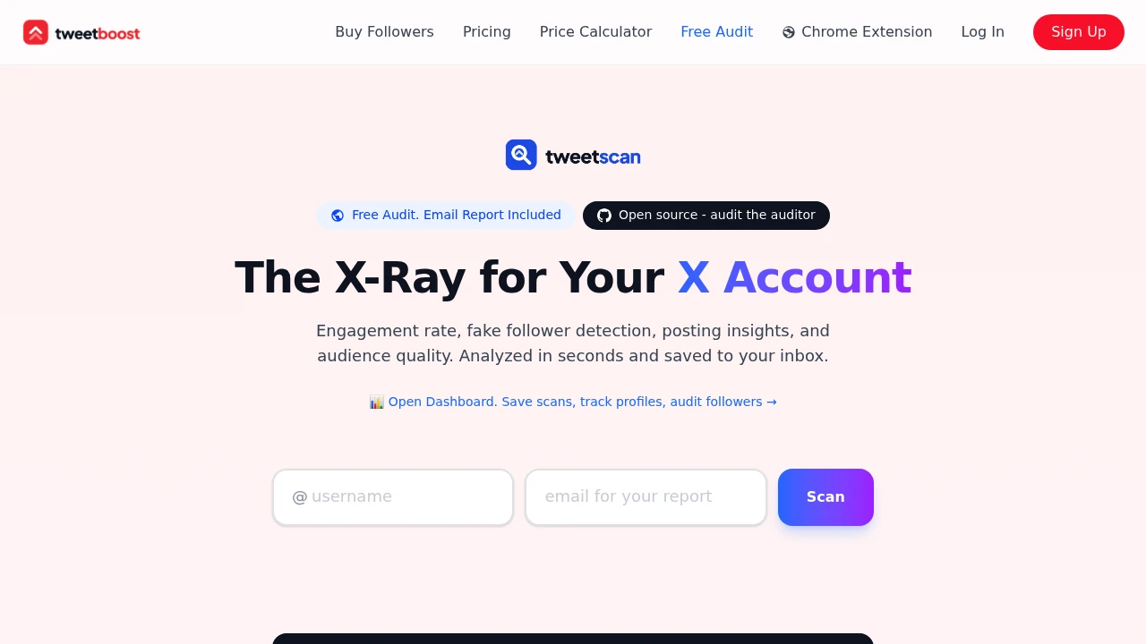 Screenshot of TweetScan website