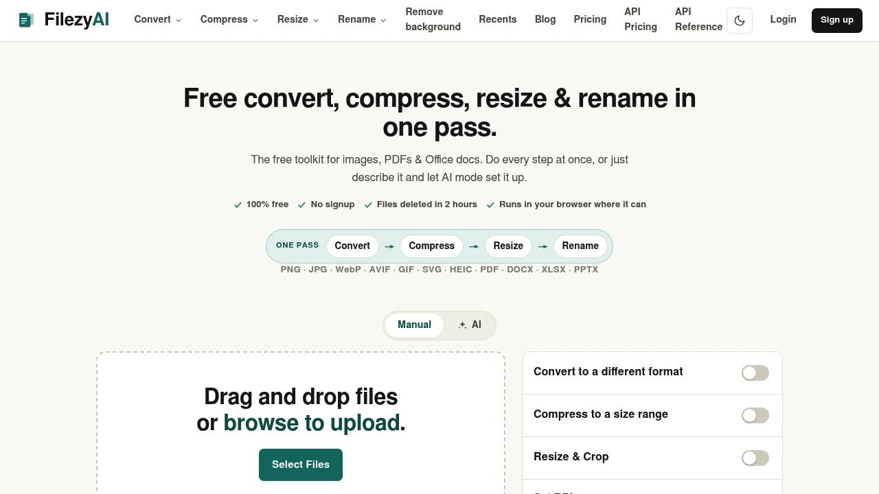 Screenshot of FilezyAI website