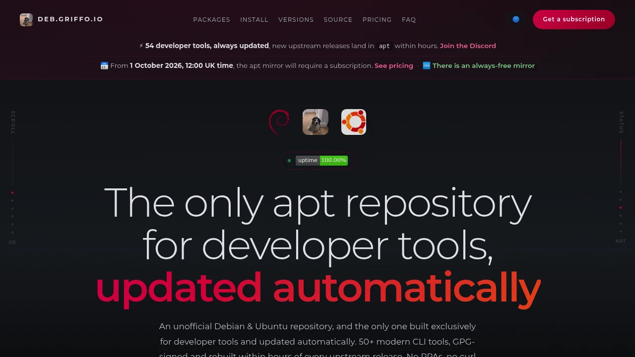 Screenshot of deb.griffo.io website