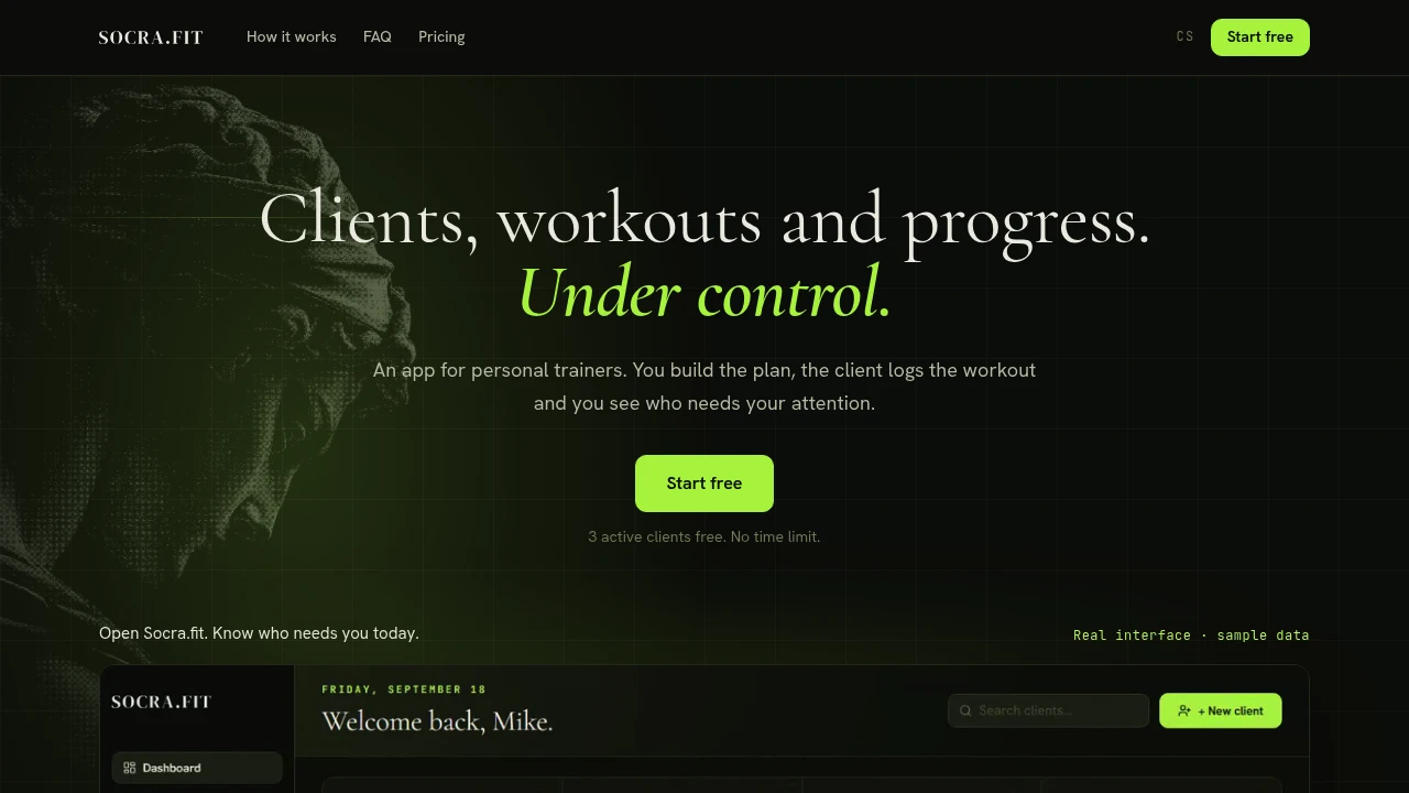 Screenshot of Socra.fit website