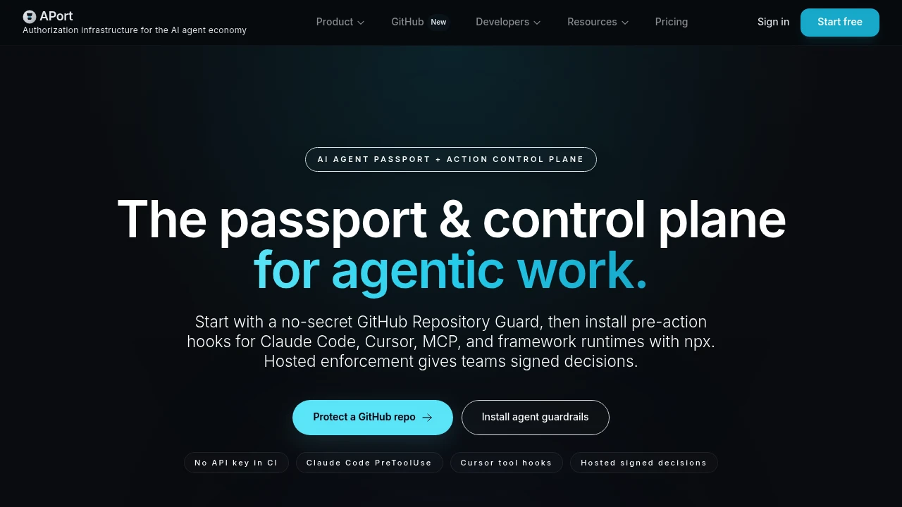 Screenshot of APort website