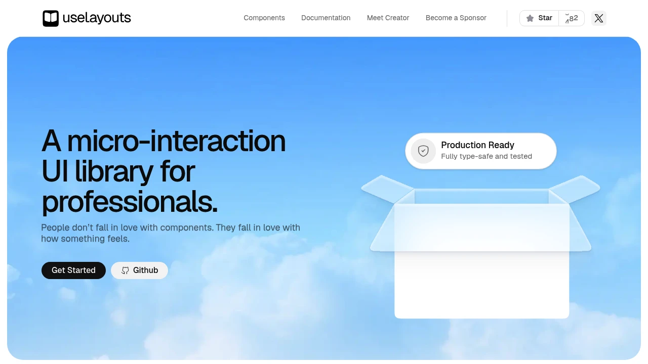 Screenshot of useLayouts website