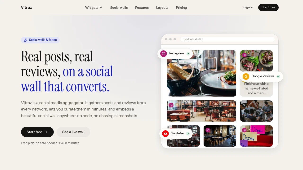 Screenshot of Vitraz.io website
