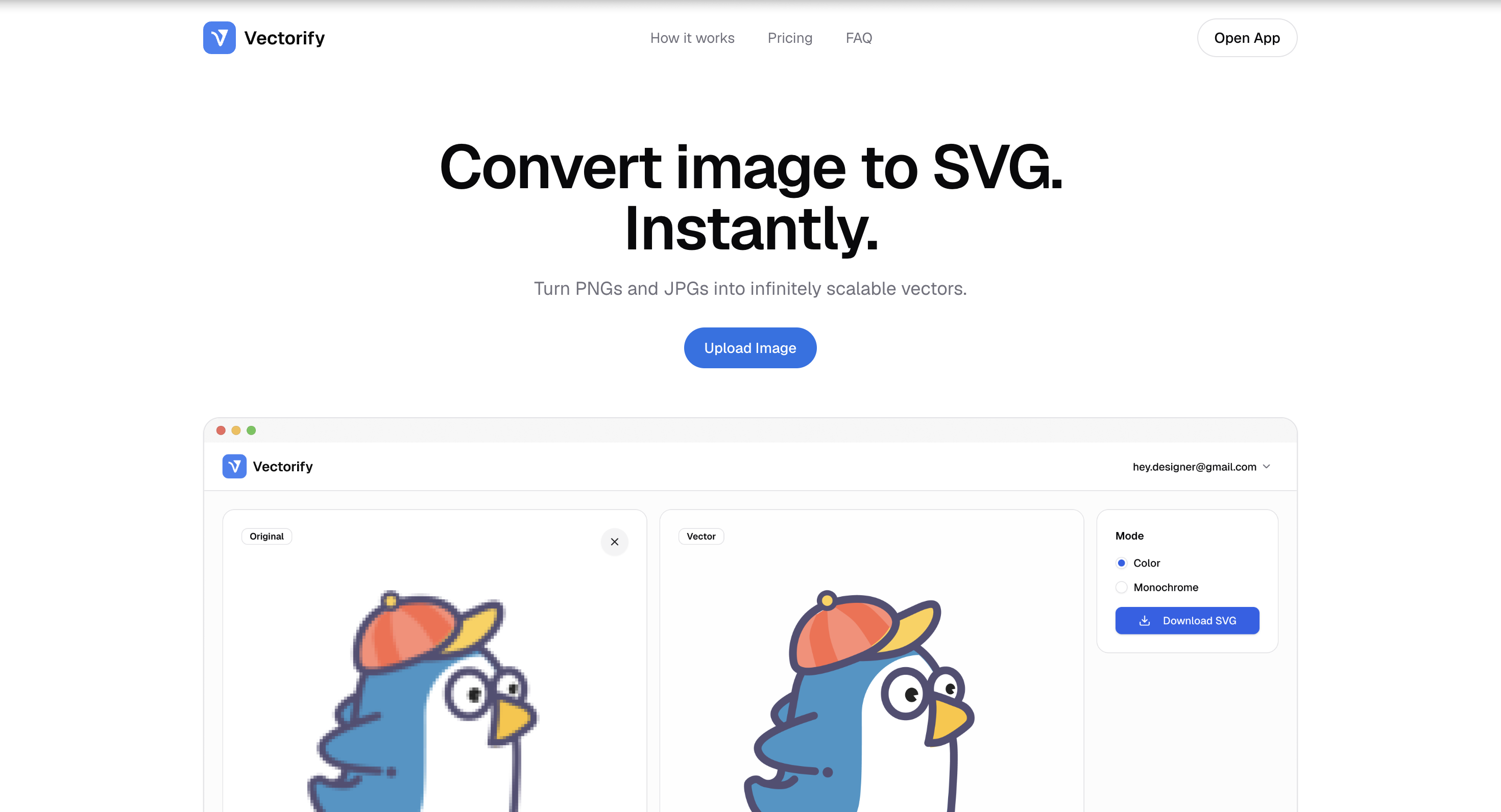 Screenshot of Vectorify website