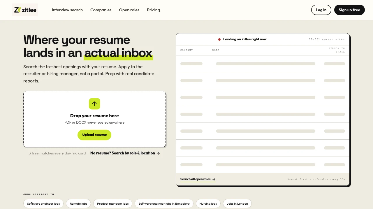 Screenshot of Zitlee website