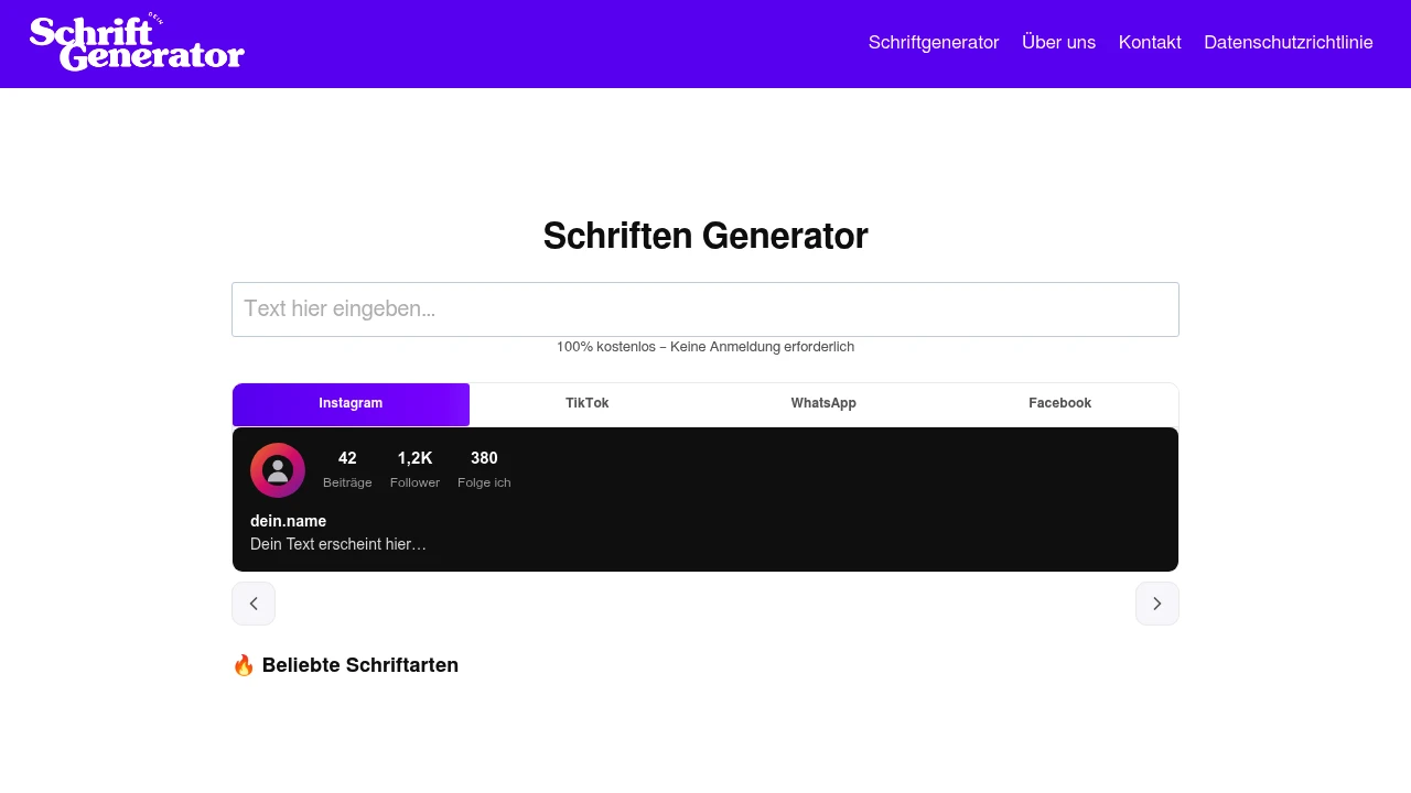 Screenshot of Dein Schriftgenerator website