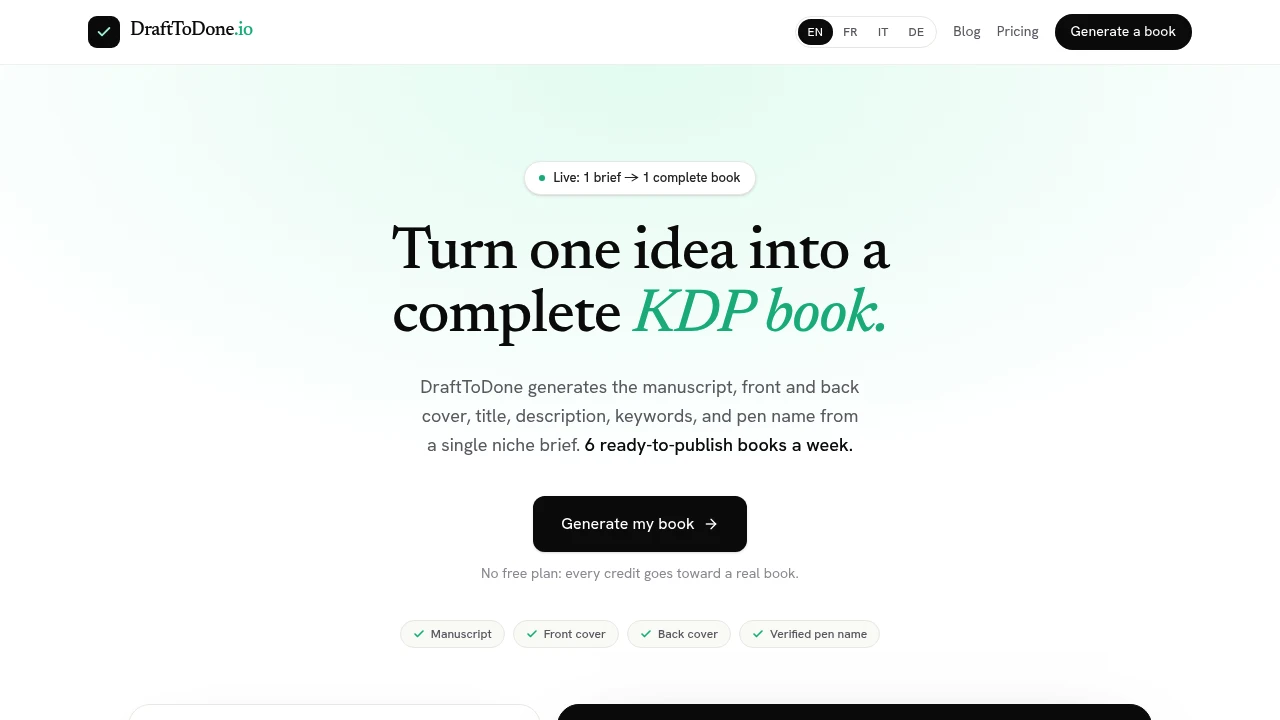 Screenshot of DraftToDone website
