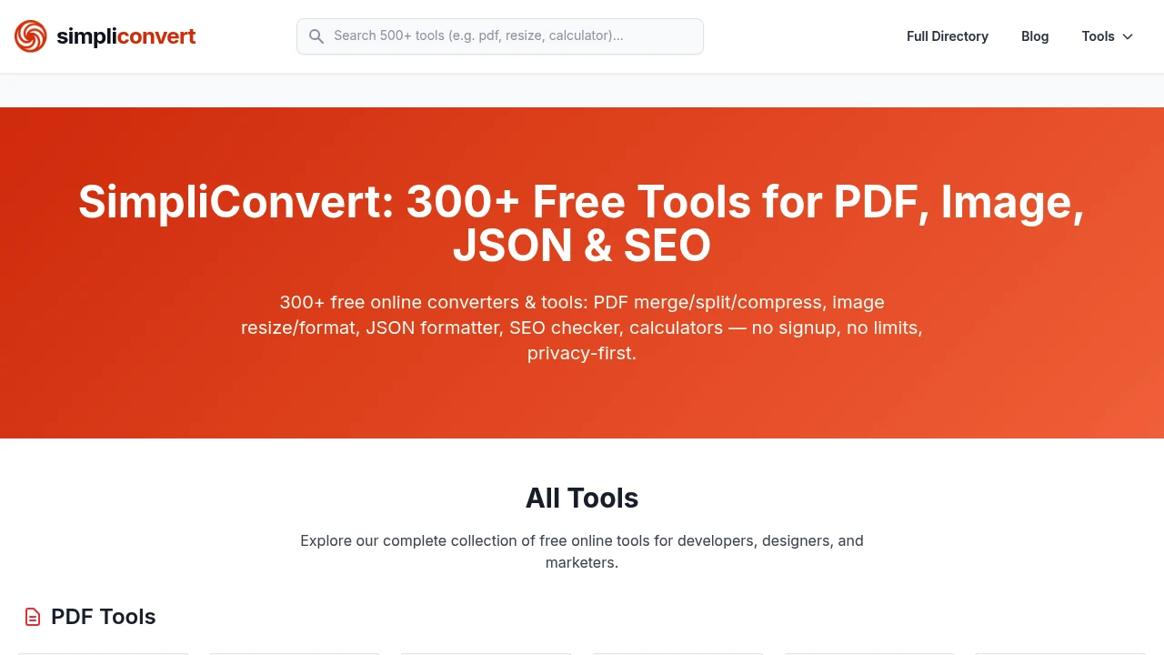 Screenshot of Simpliconvert website