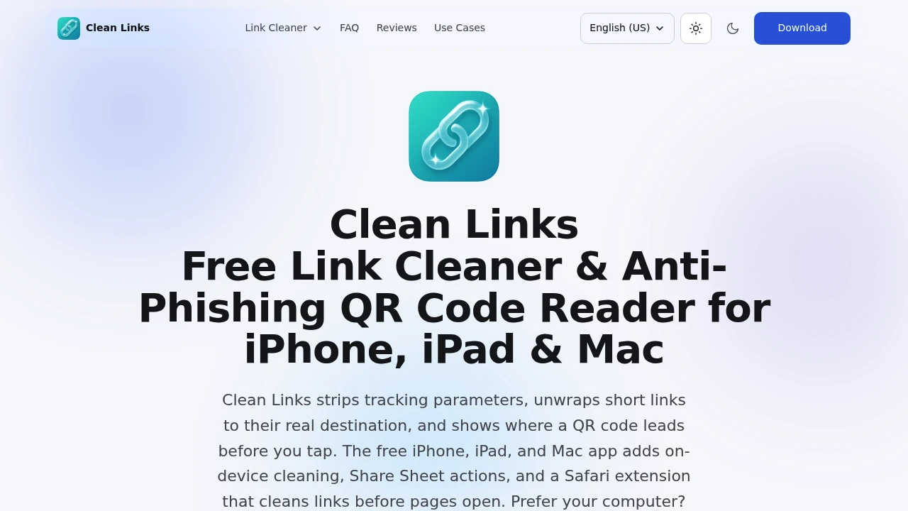 Screenshot of Clean Links website