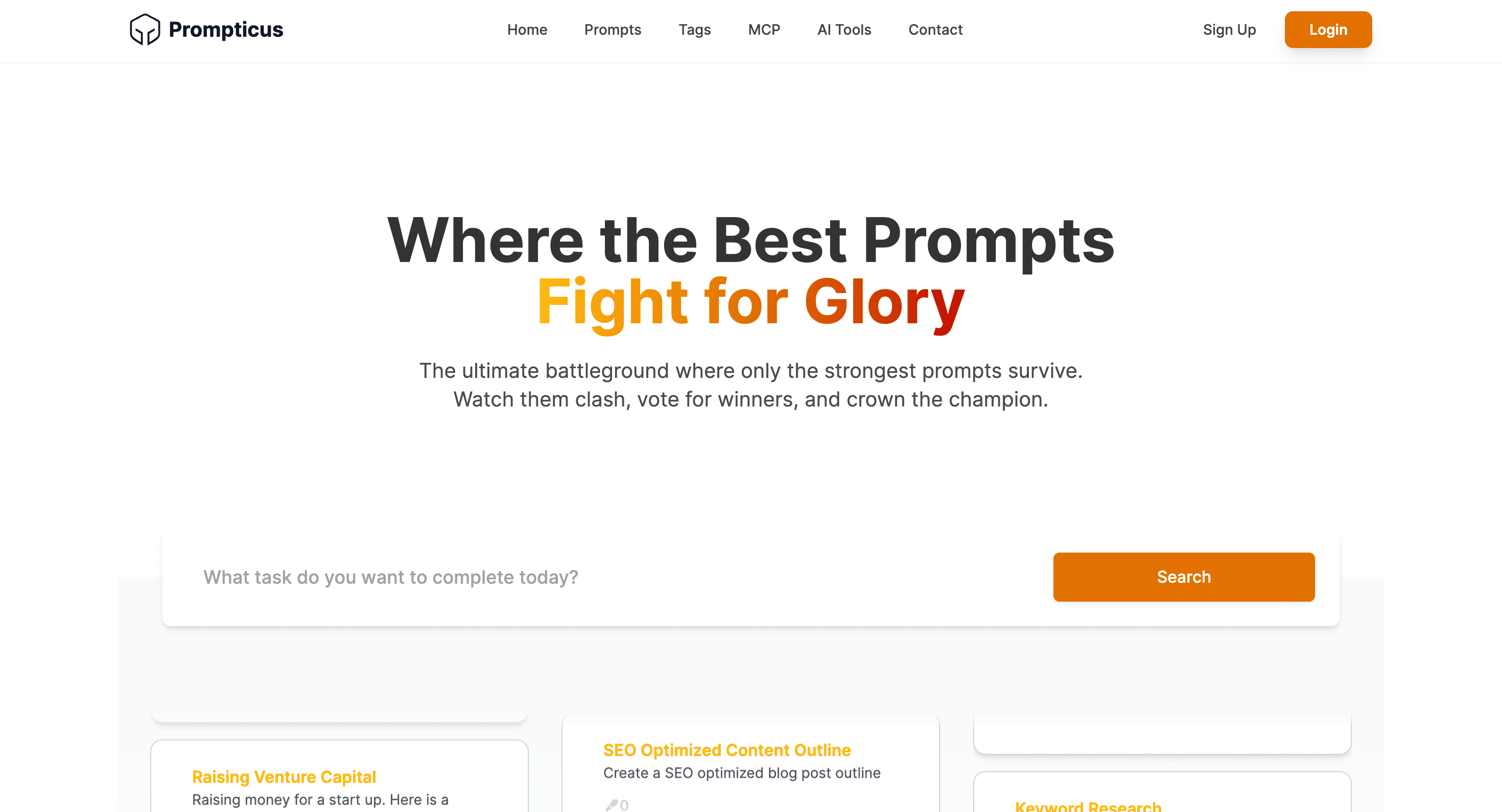 Screenshot of Prompticus website