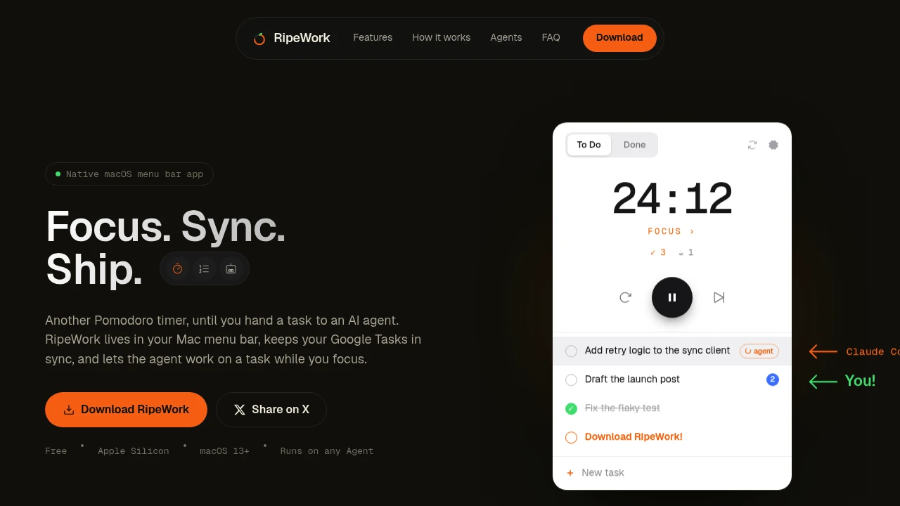 Screenshot of RipeWork website
